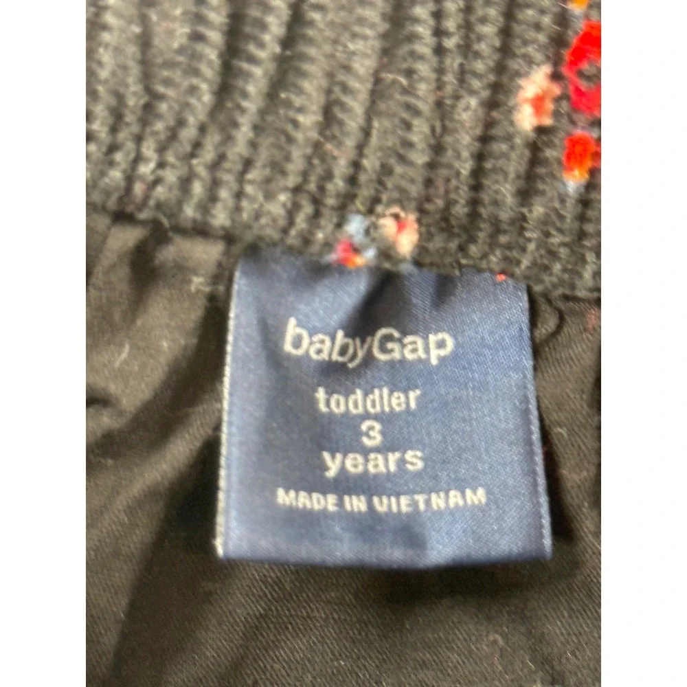 Baby Gap Toddler Girls Black Corduroy Ditsy Floral Pleated Skirt Size 3T